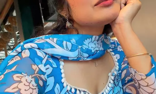 Divi Vadthya Stuns in Elegant Blue Floral Look