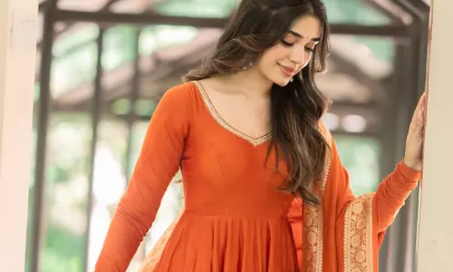 Krithi Shetty Glows in Elegant Orange Ethnic Look
