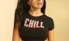 Khushi Dubey Stuns in Chic CHILL Crop Top Look with Effortless Confidence