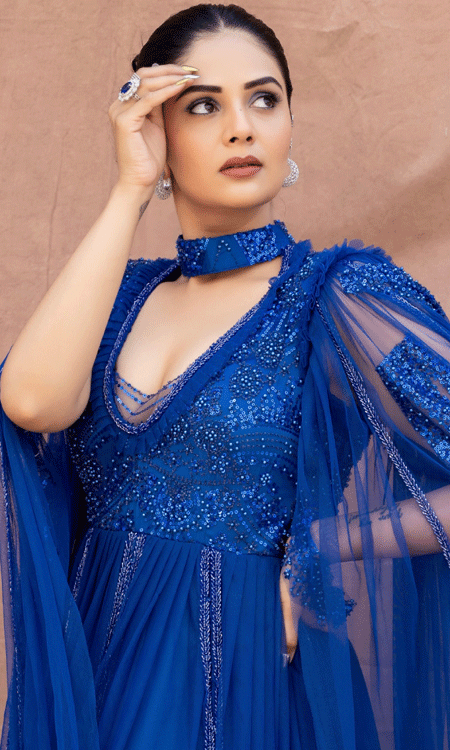 Sreemukhi Stuns In Royal Blue Glam Look