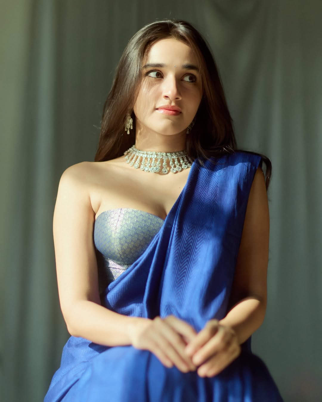 Nuveksha Looks Mesmerizing in Elegant Blue Saree