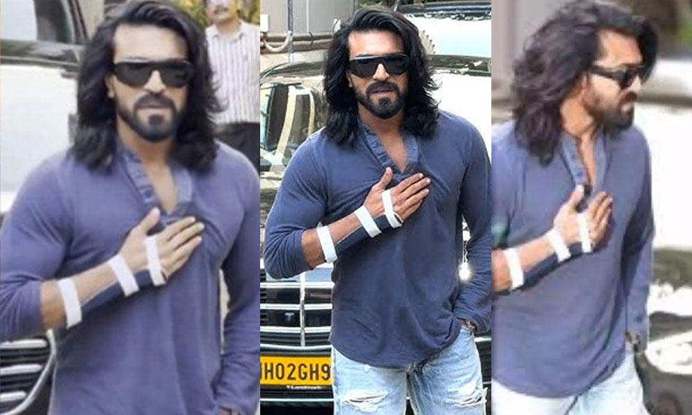 చరణ్ డెడికేషన్‌కు ఫ్యాన్స్ ఫిదా! సపోర్ట్ బ్రేస్ తోనే ప్ర‌మోష‌న్స్‌కు