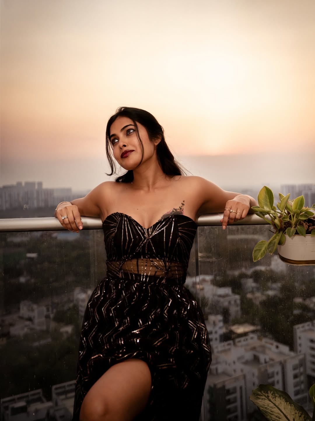 Divi Vadthya Sets Sunset On Fire In Bold Black Corset Gown