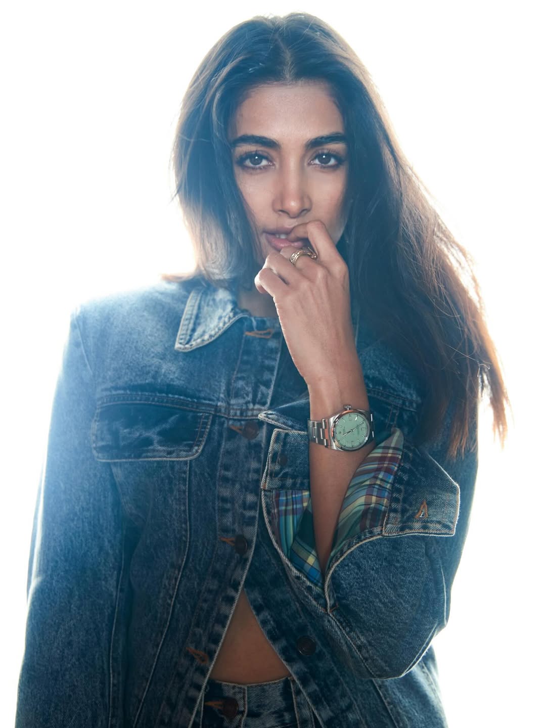 Pooja Hegde Stuns with Intense Gaze and Effortless Denim Style