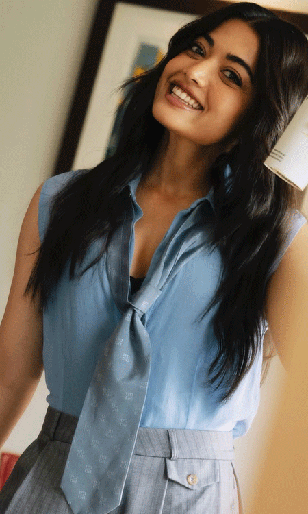 National Crush Rashmika Mandanna Radiates Joy in Stylish Corporate-Chic Look