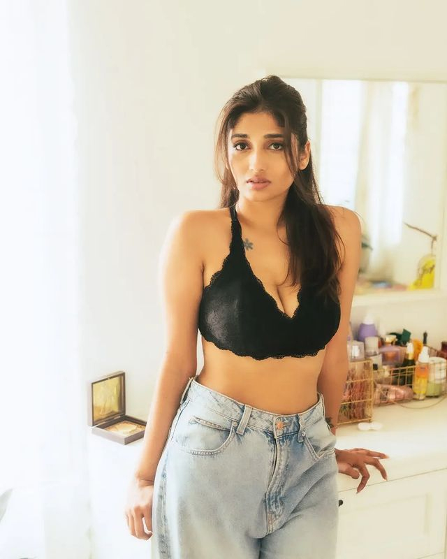 Priya Vadlamani Captivates in Black Lace and Denim Fashion Moment