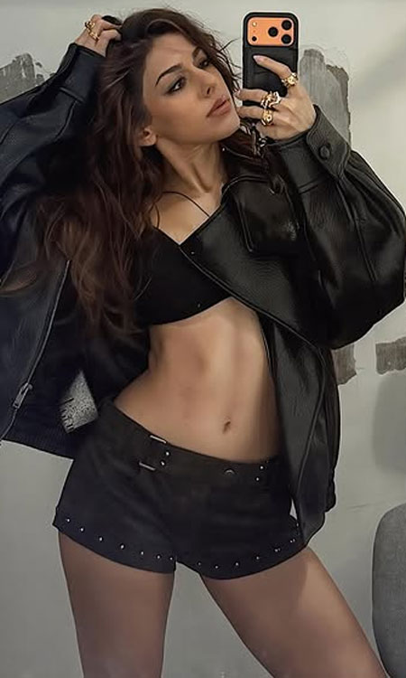 Alaya F Turns Up the Edge in a Striking Leather-Jacket Mirror Selfie