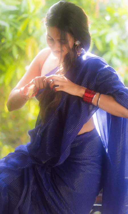 Niharika Konidela Looks Mesmerizing in a Royal Blue Saree