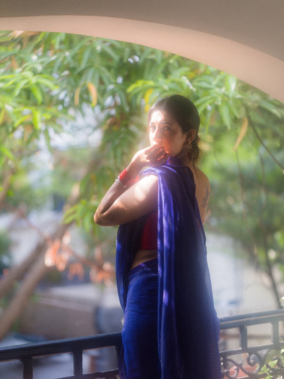 Niharika Konidela Looks Mesmerizing in a Royal Blue Saree