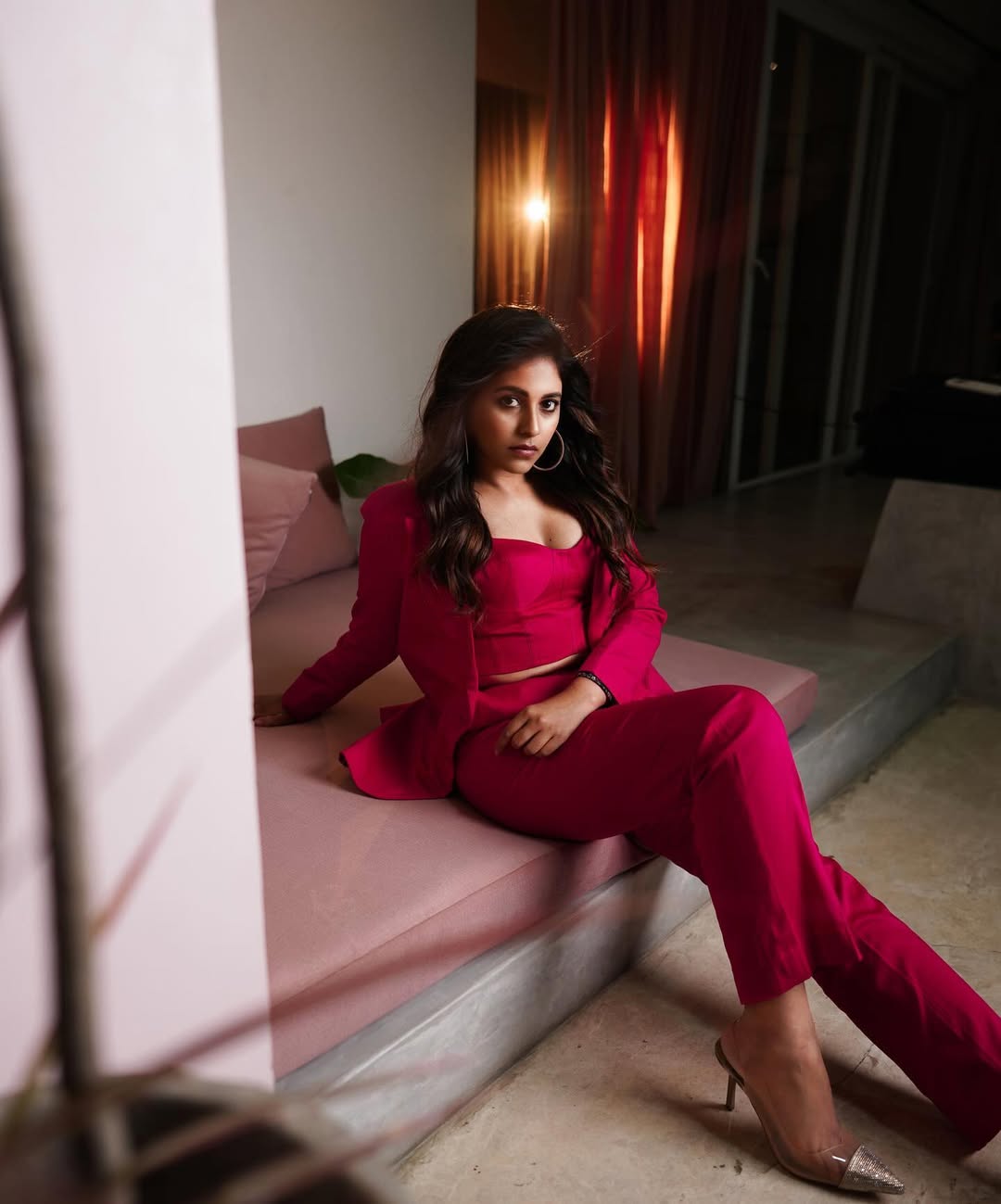 Anjali Stuns in a Bold Red Blazer Look with Unmatched Elegance