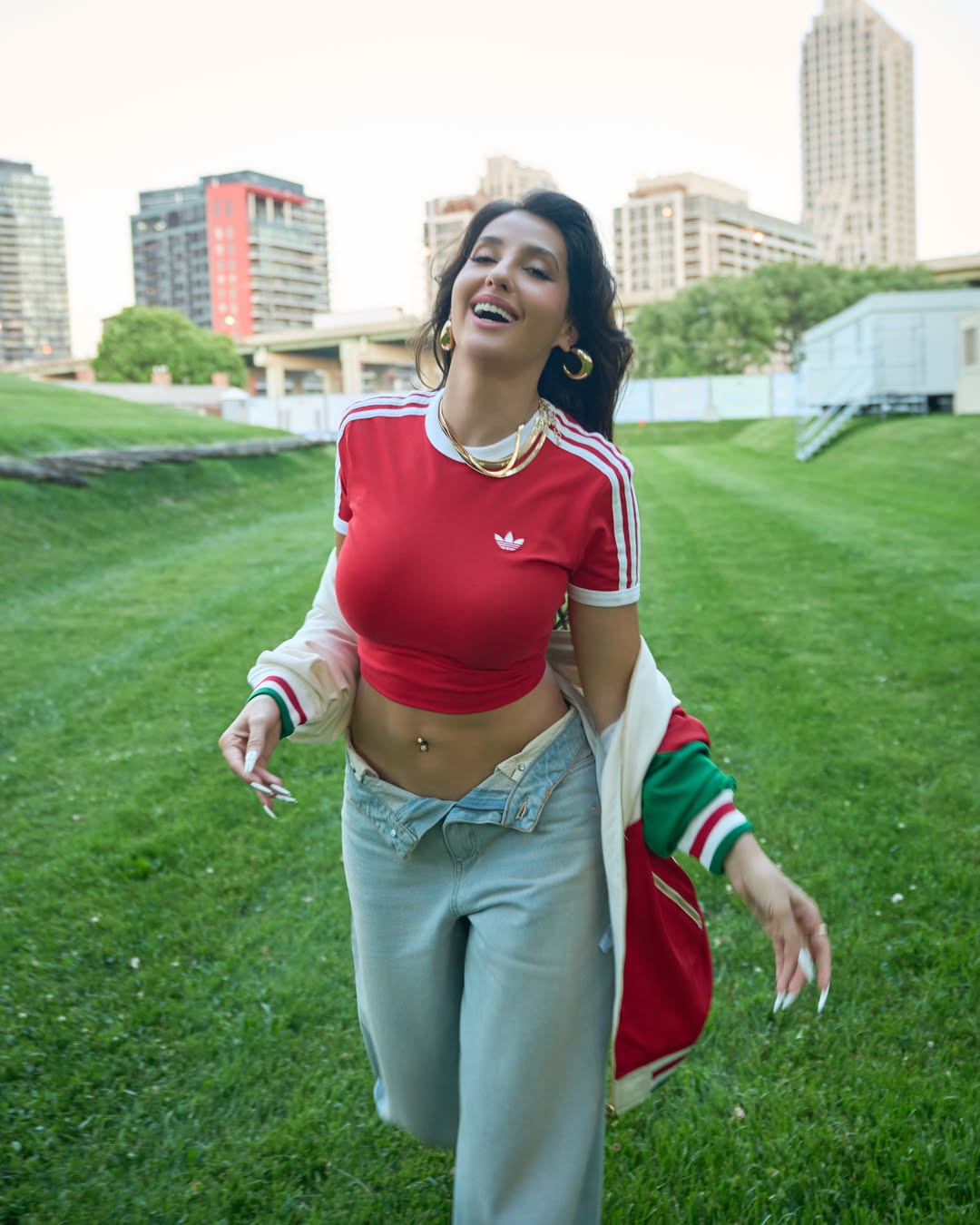 Nora Fatehi Stuns in Adidas Look with Bold and Sporty Vibes