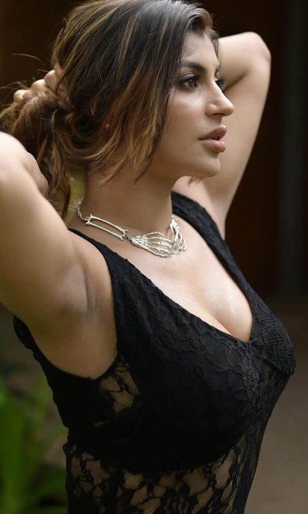 Yashika Aannand Stuns in Edgy Black Lace Glam Look