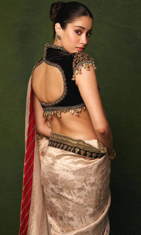 Janhvi Kapoor Stuns in Cream Saree Look: “Another Day, Another Sari” Elegance