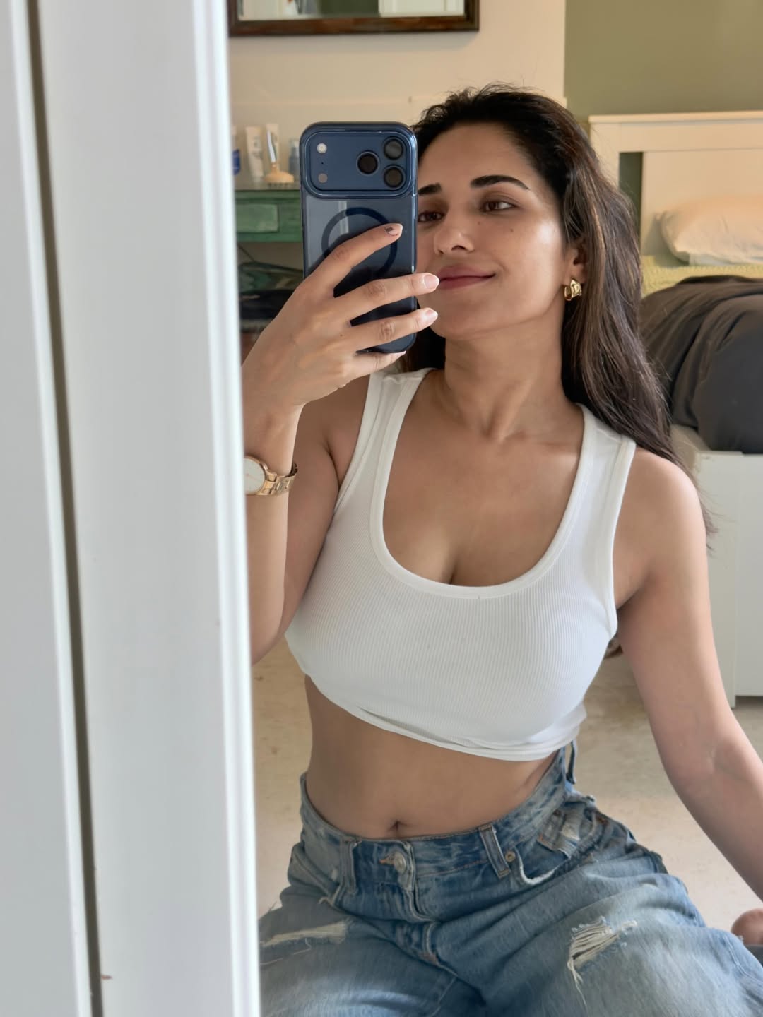 Ruhani Sharma Keeps It Classic in Denim and White