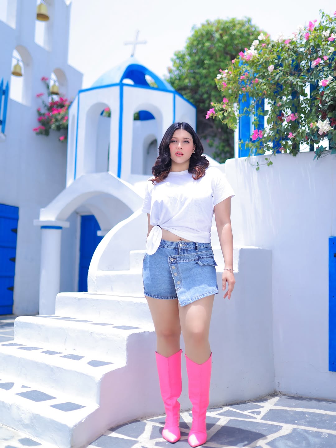 Mannara Chopra Recreates Tu Zaroori Magic in Dreamy Santorini-Inspired White Look