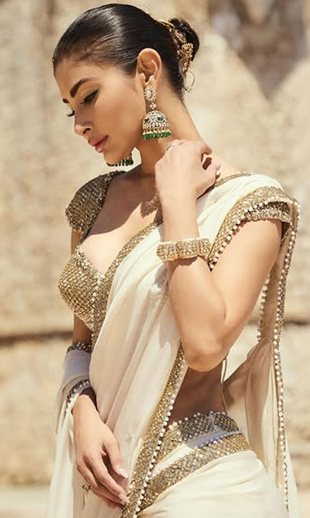 Mouni Roys Golden Blouse Saree Look Goes Viral