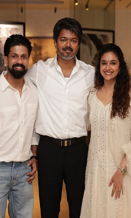 Keerthy Suresh Shares Special Moment with Thalapathy Vijay in Heartwarming Celebration