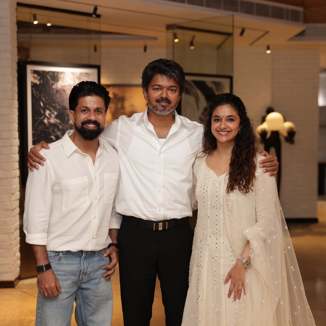 Keerthy Suresh Shares Special Moment with Thalapathy Vijay in Heartwarming Celebration