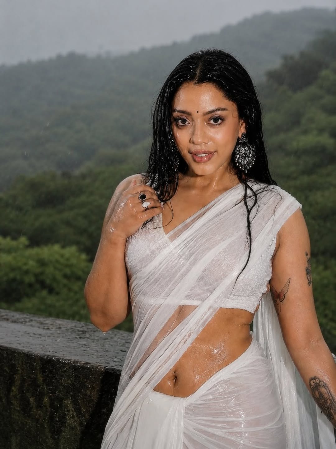 Deviyani Sharma’s Mesmerizing Monsoon Moment Wet Saree Glamour