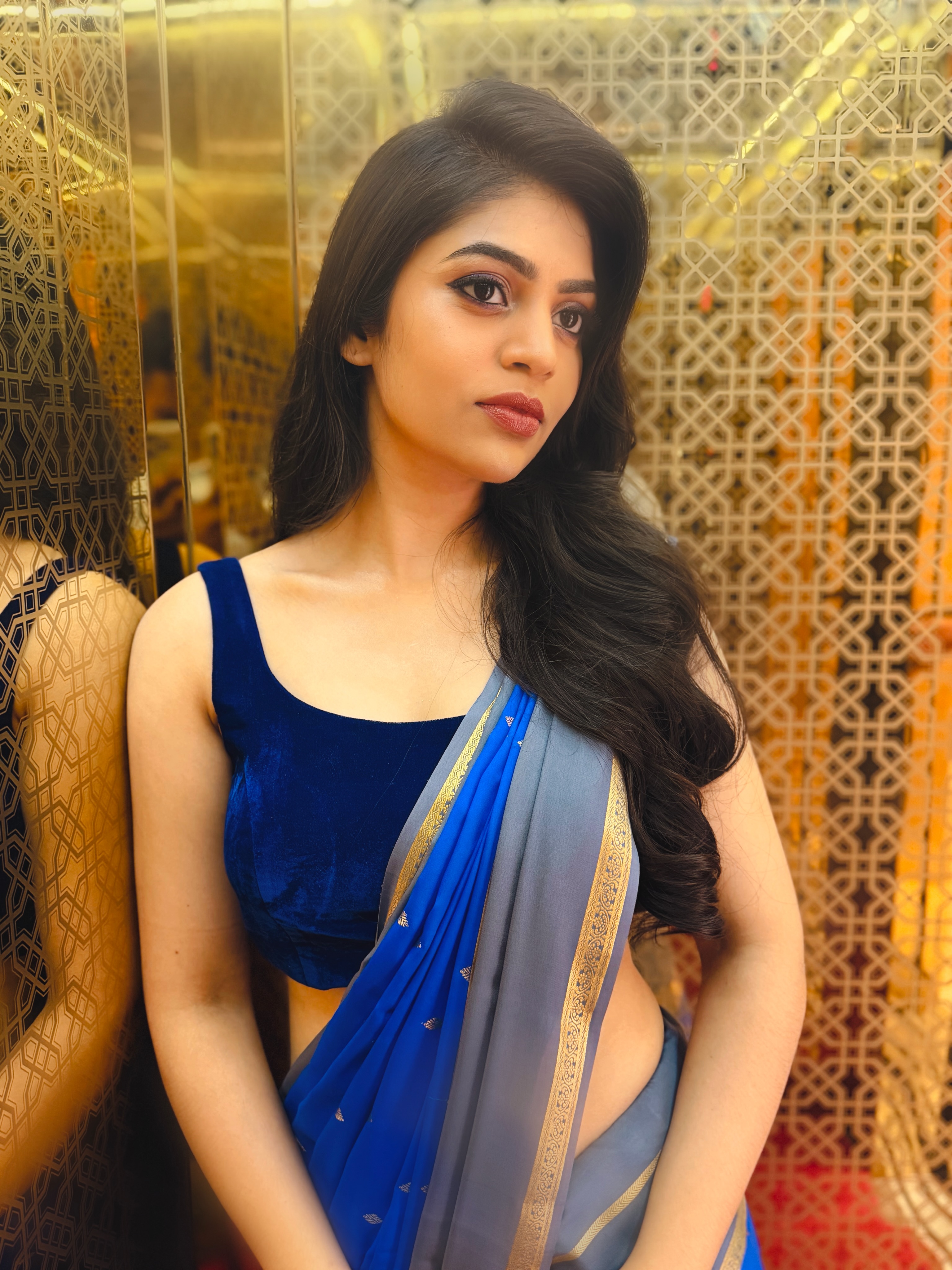 Bandhavi Sridhar Stuns in Blue Velvet Outfit