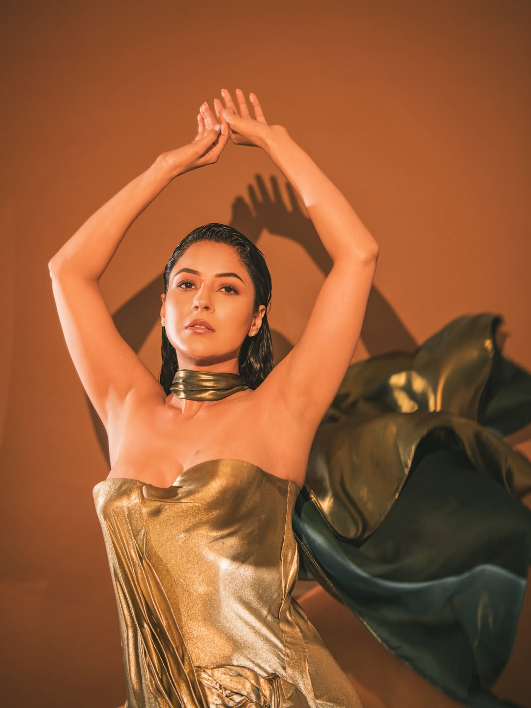 Shehnaaz Gill Turns Heads in a Stunning Metallic Gold Gown at the Iconic Gold Awards