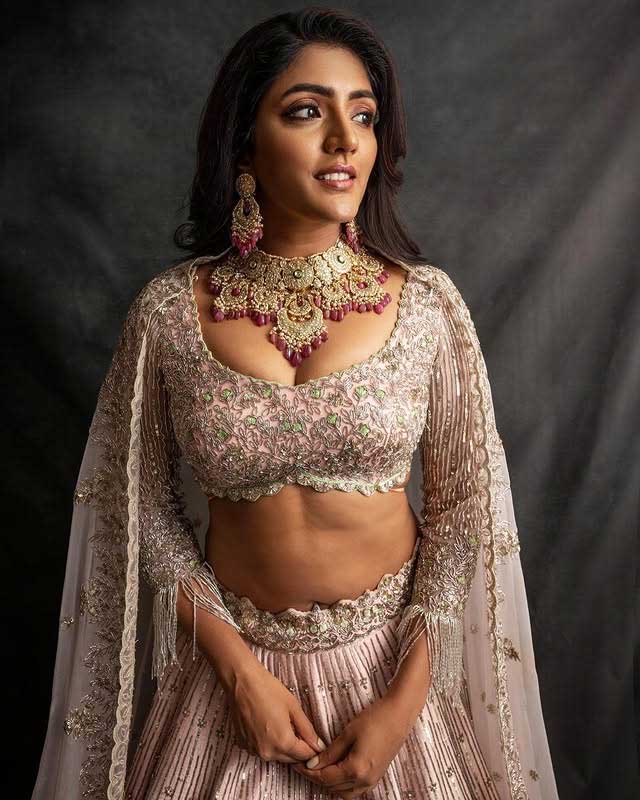 Eesha Rebba Stuns in a Regal Blush Pink Lehenga Look