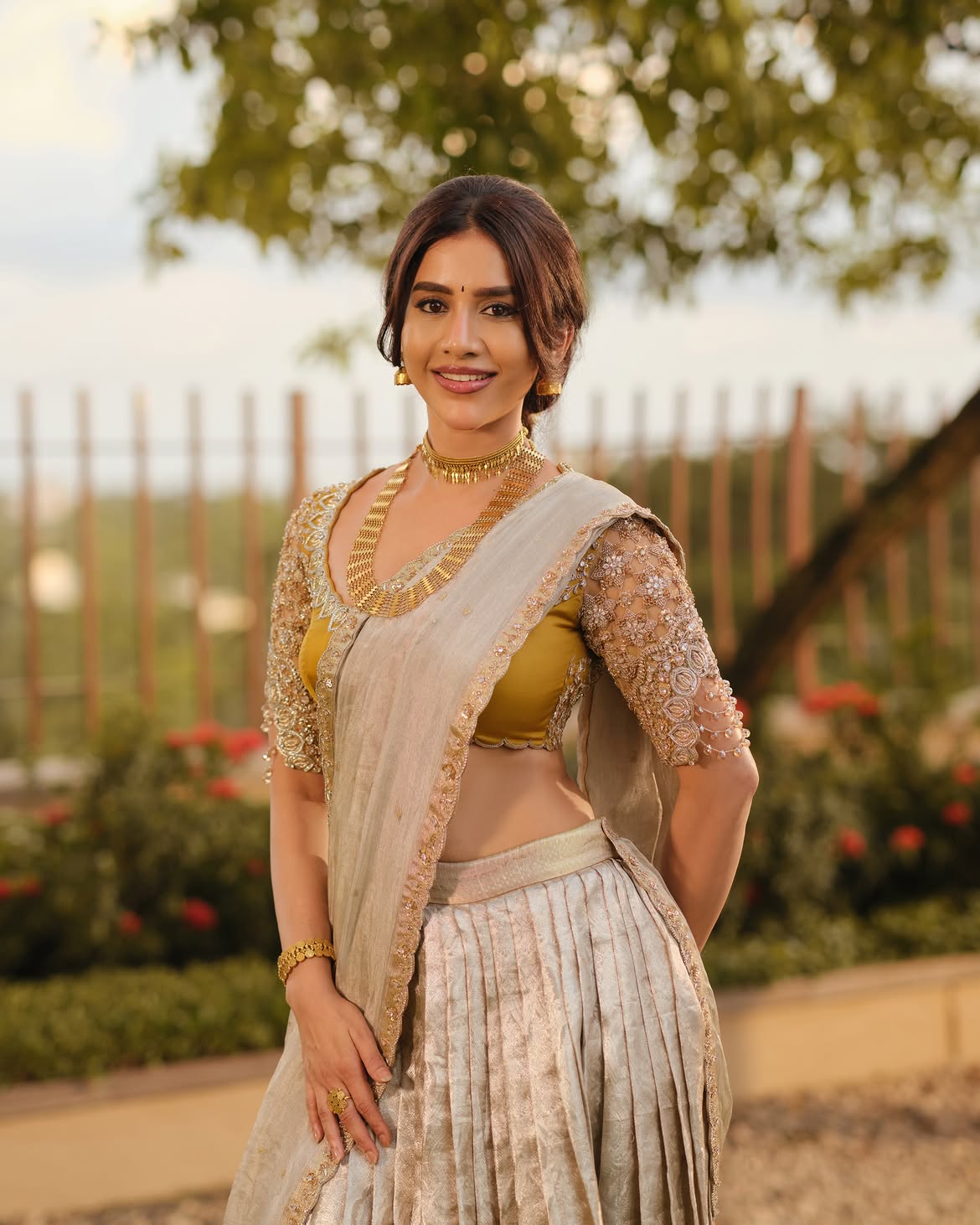 Nabha Natesh Stuns Ahead of Nagabandham Release with Ethnic Glam