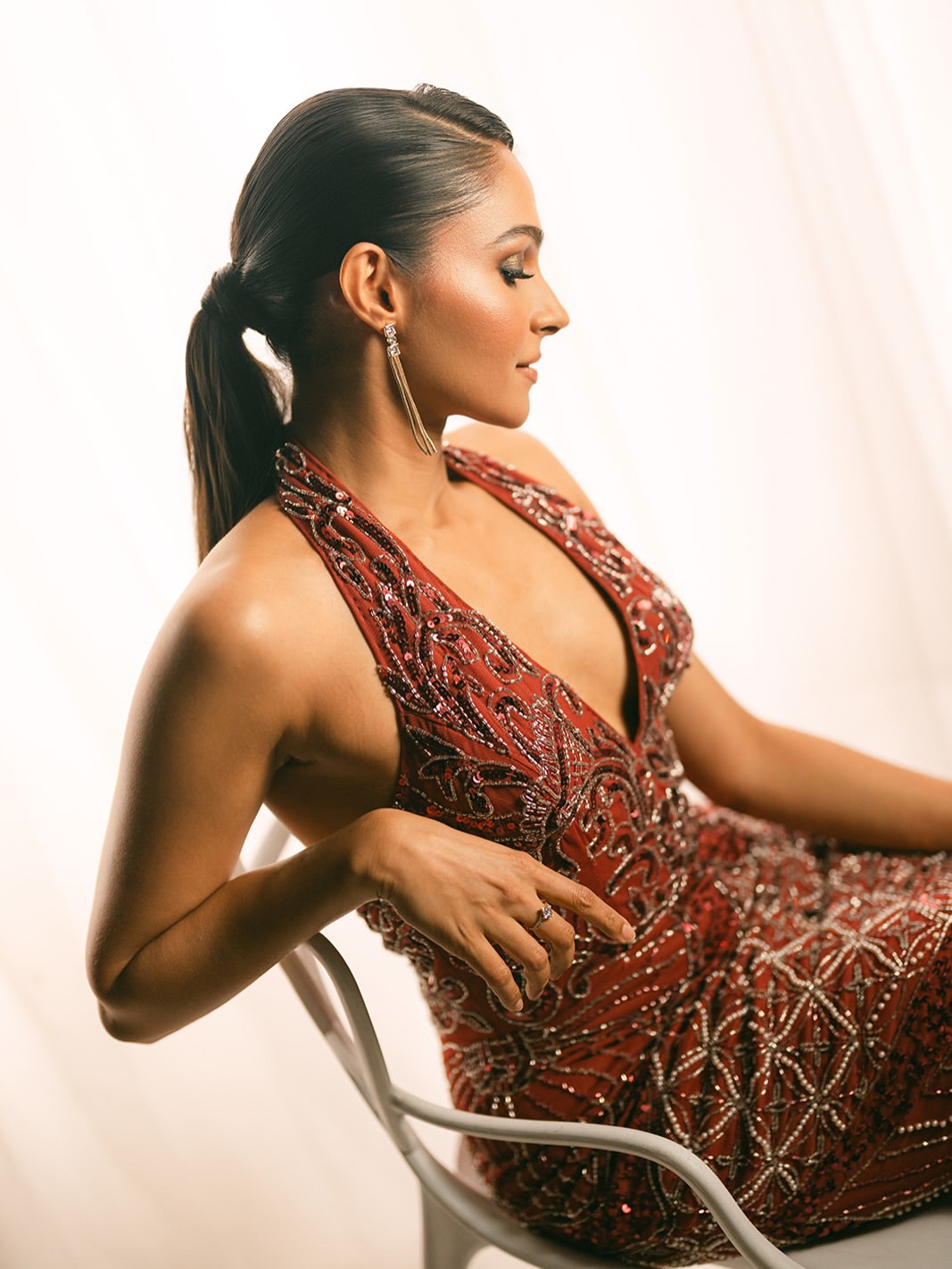 Andrea Jeremiah Stunning Red Gown Look