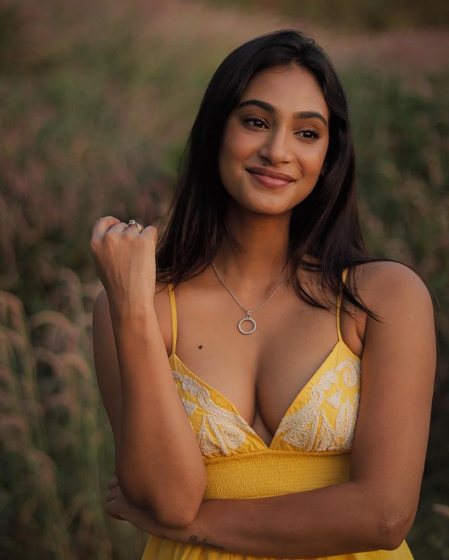 Anukreethy Vas Radiates Elegance In A Stunning Yellow Dress