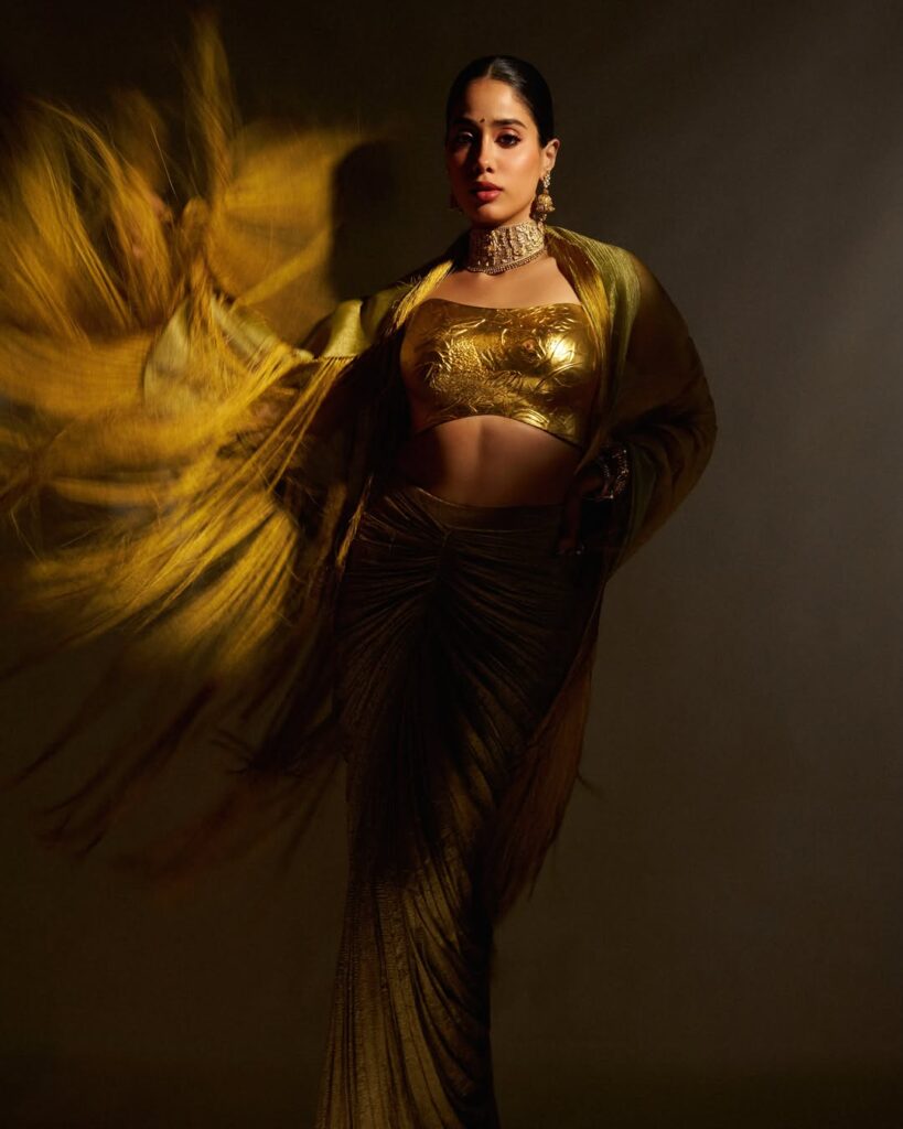 Janhvi Kapoor Mesmerizes in a Sculpted Metallic Ensemble