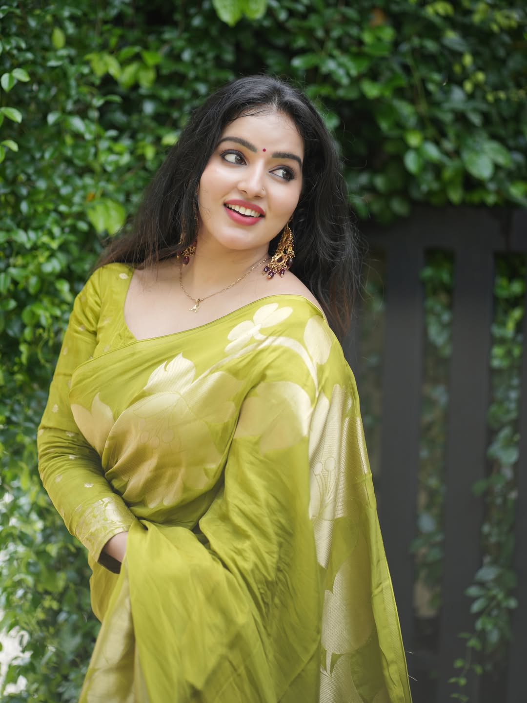 Malavika C Menon Looks Ethereal in Stunning Green Saree Look