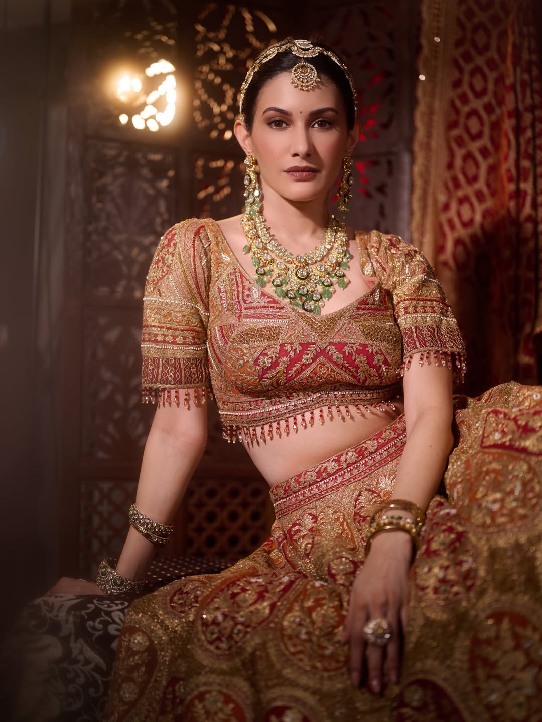 Amyra Dastur Stuns in Royal Red Lehenga