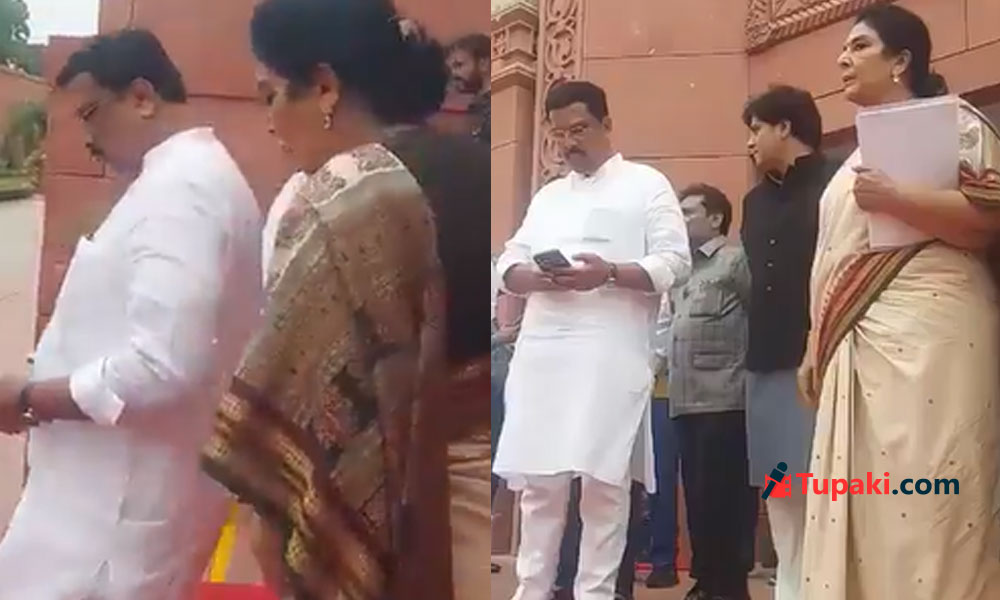 మంత్రికి సైలెంట్ షాక్.. పక్కనే ధర్మేంద్ర ప్రధాన్ ఉన్నా తగ్గని రేణుకమ్మ ఫైర్