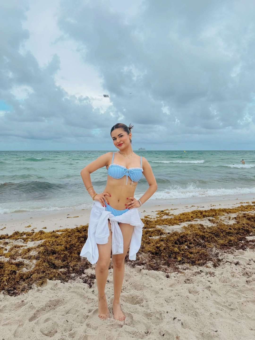 Avneet Kaur Stuns in a Sky Blue Beach Outfit
