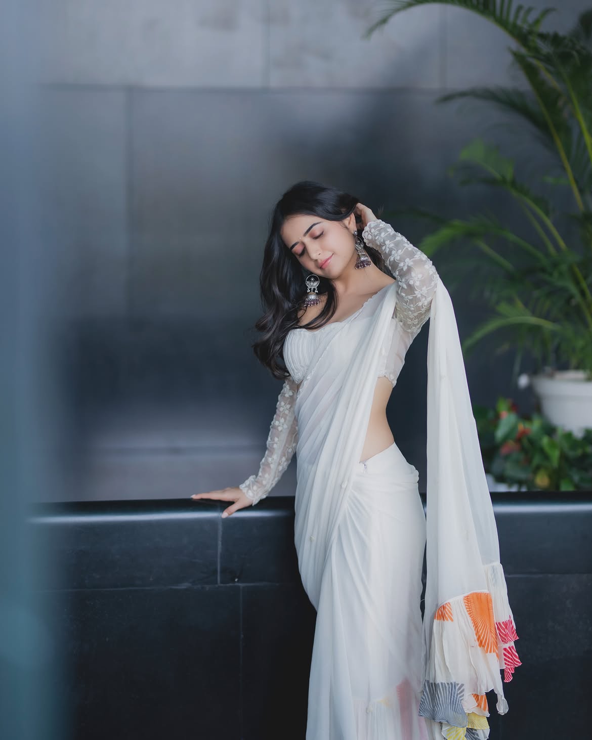 Ashika Ranganath Radiates Elegance In Dreamy White Saree Look