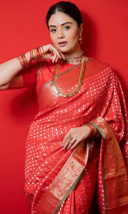 Sreemukhi Flaunts Graceful Telugu Look In Stunning Designer Saree