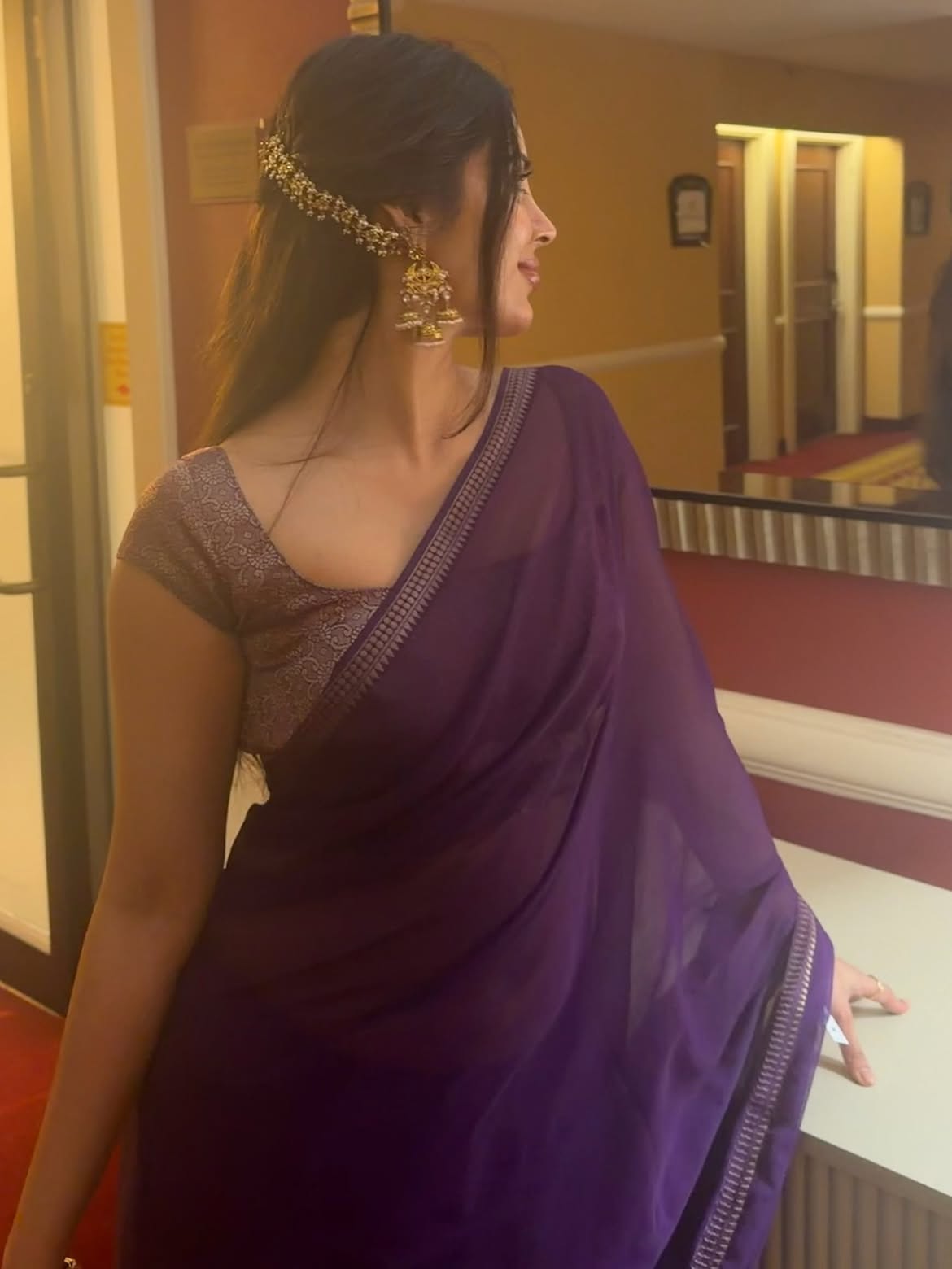 Kushitha Kallapu Mesmerizes in Deep Purple Ethnic Look