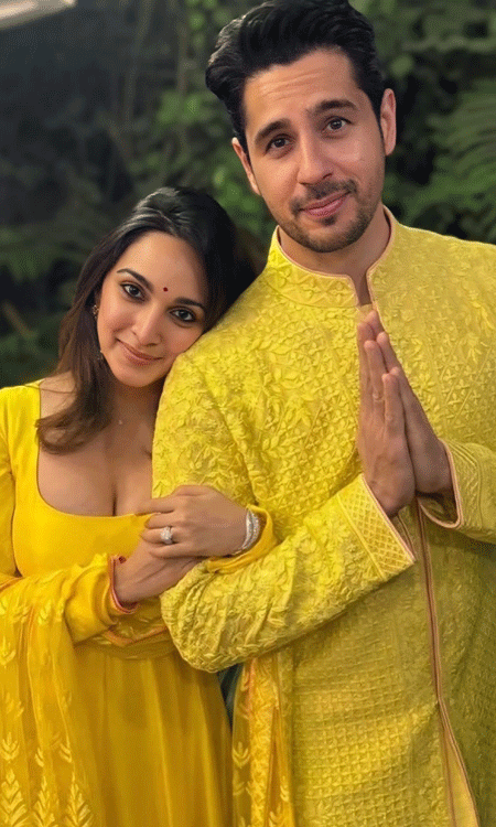 Kiara and Sidharth Shine in Matching Yellow Traditional Looks
