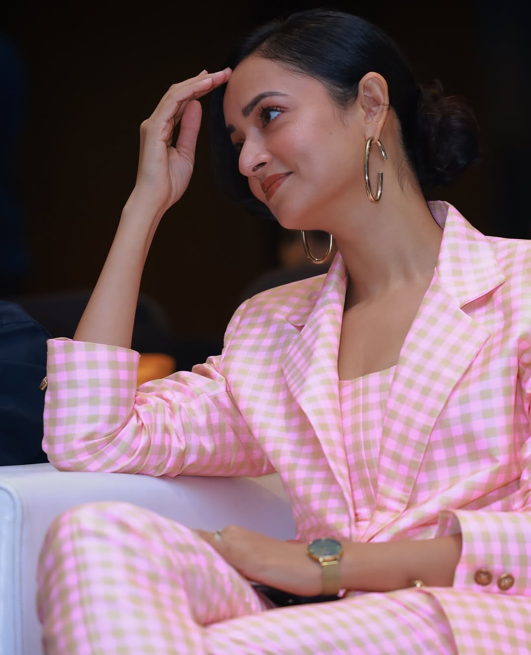 Shanvi Srivastava Stuns in Vibrant Pink Gingham Suit, Exudes Bold Glam