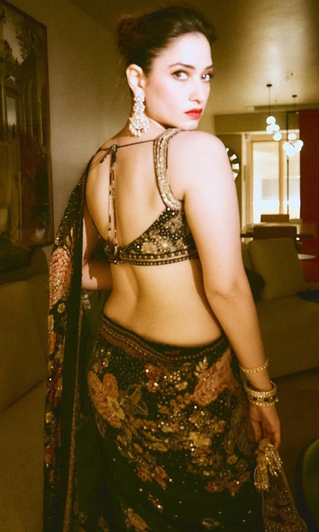 Tamannaah Bhatia Looks Majestic in Gorgeous Black Embroidered Lehenga