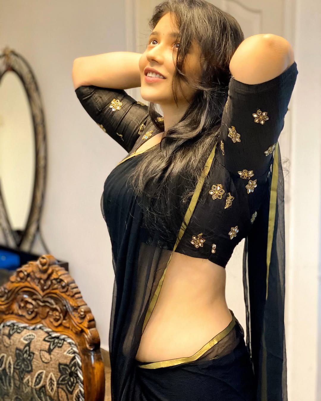 Priyanka Jawalkar Stuns in a Gorgeous Black Saree Look