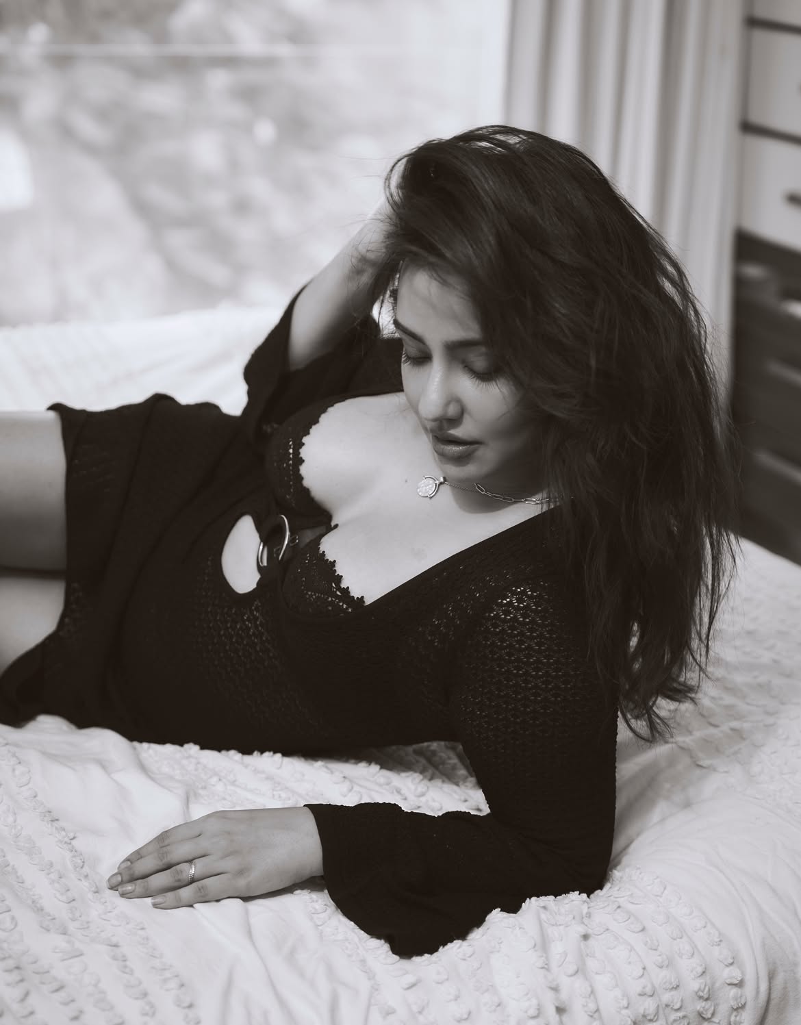 Neha Sharma Stuns in a Striking Black-and-White Portrait