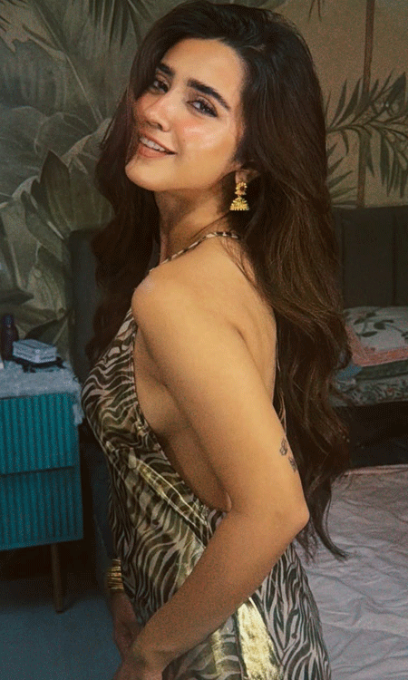 Roshni Walia Stuns in a Glamorous Metallic Zebra-Print Dress