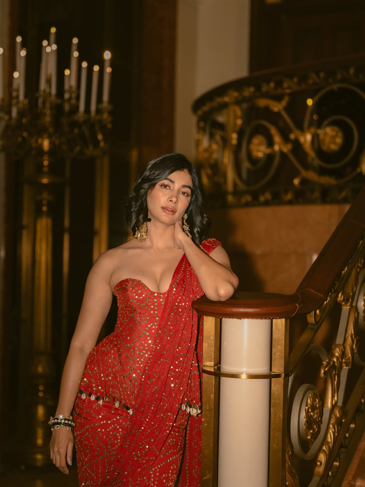 Pooja Hegde Stuns in a Glamorous Red Sequined Look