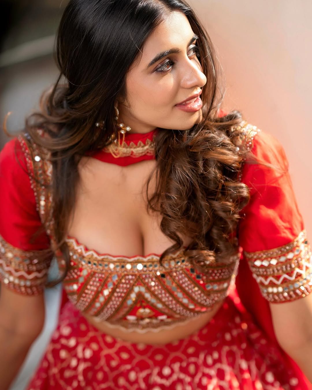 Maanasa Choudhary Stuns in a Gorgeous Red Embroidered Lehenga