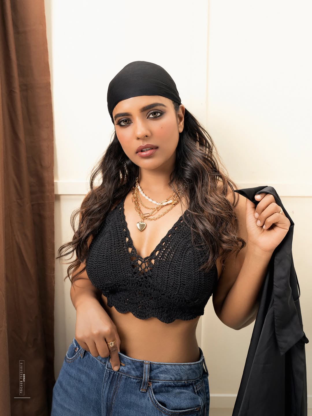 Aishwarya Rajesh Stuns in a Chic Black Crochet Top and Jeans