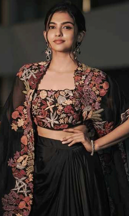 Mamitha Baiju Stuns in Elegant Black Lehenga Look