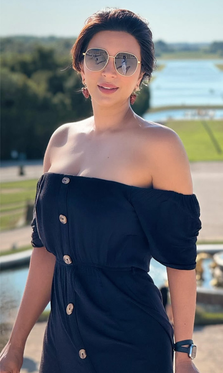 Shama Sikander Stuns in a Chic Black Off-Shoulder Dress