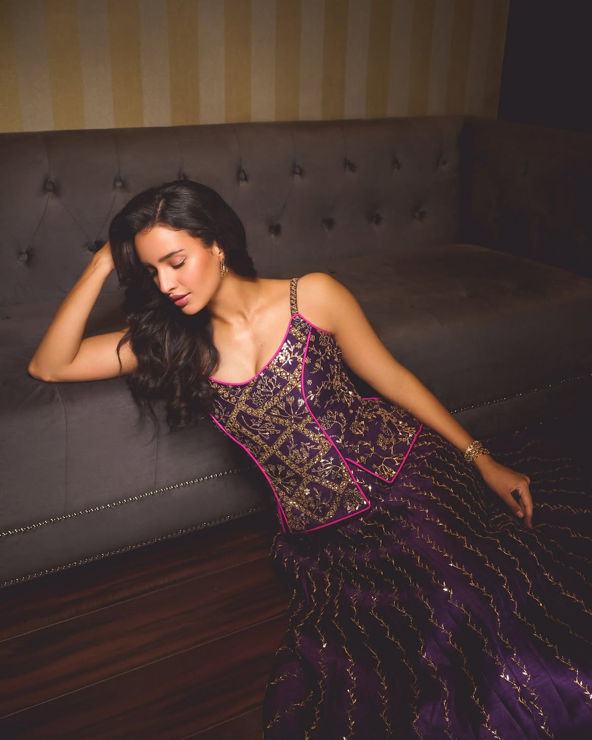 Triptii Dimri Stuns in a Regal Purple Lehenga Gown