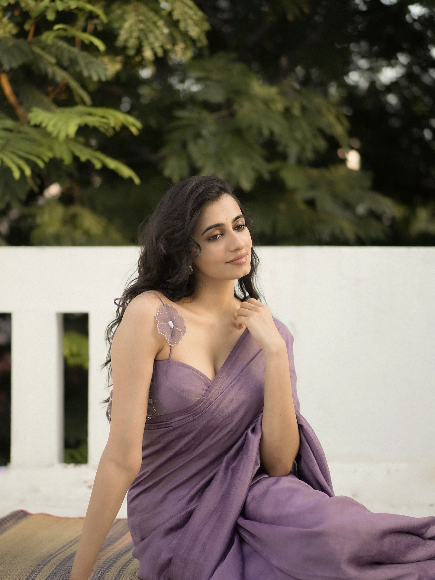 Maanasa Choudhary Charming Lavender Saree Look